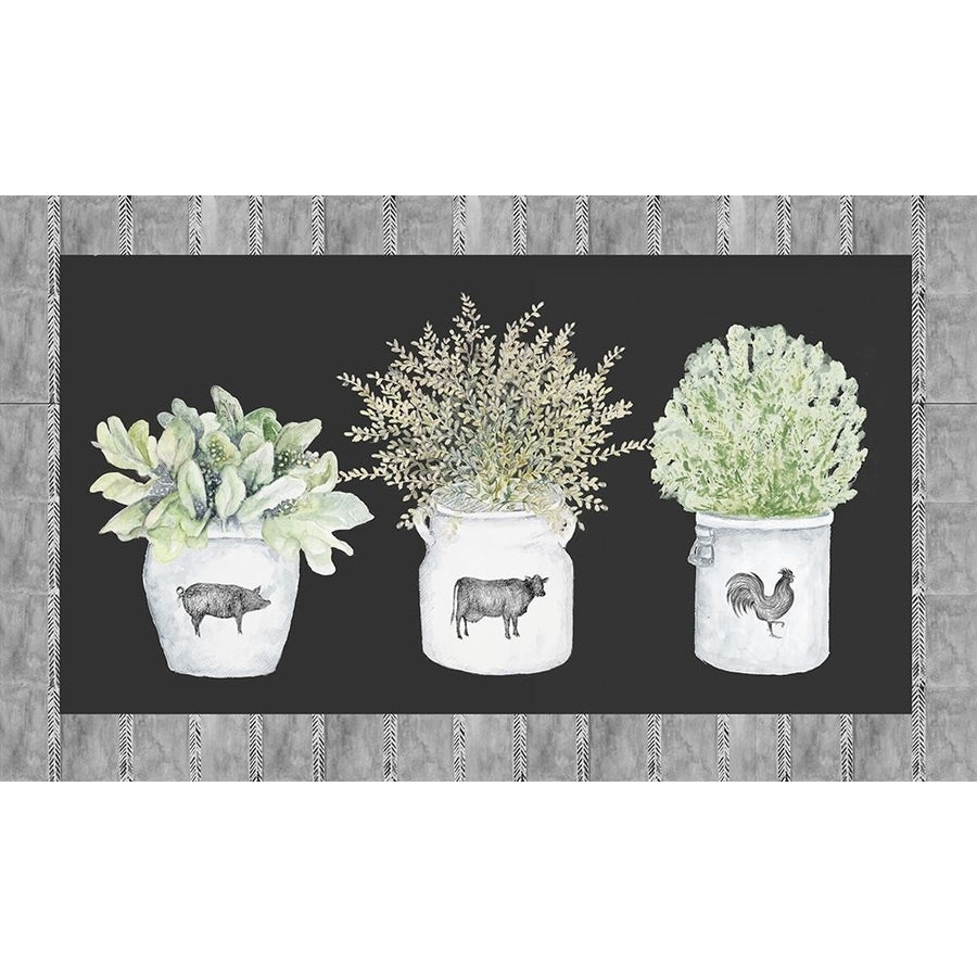 Potted Farm Arrangement Trio on Chalkboard by Janice Gaynor-VARPDX15720F Image 1