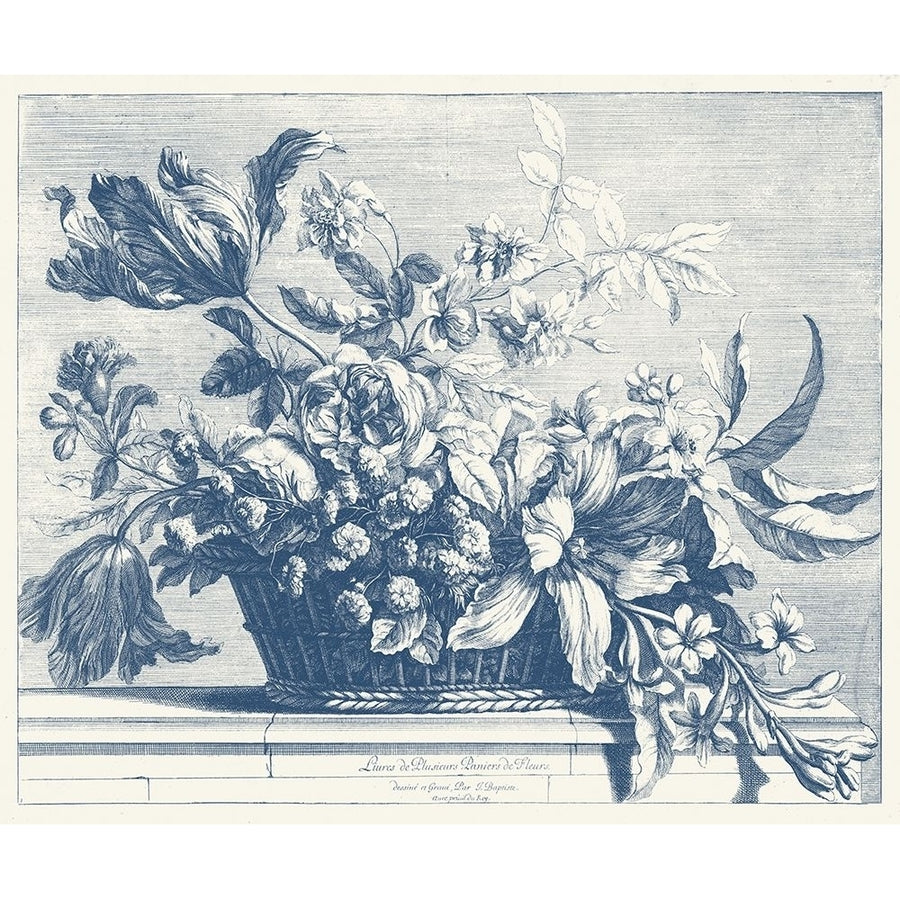 Navy Basket of Flowers I Poster Print - Glovanni Baptiste-VARPDX158635Z Image 1