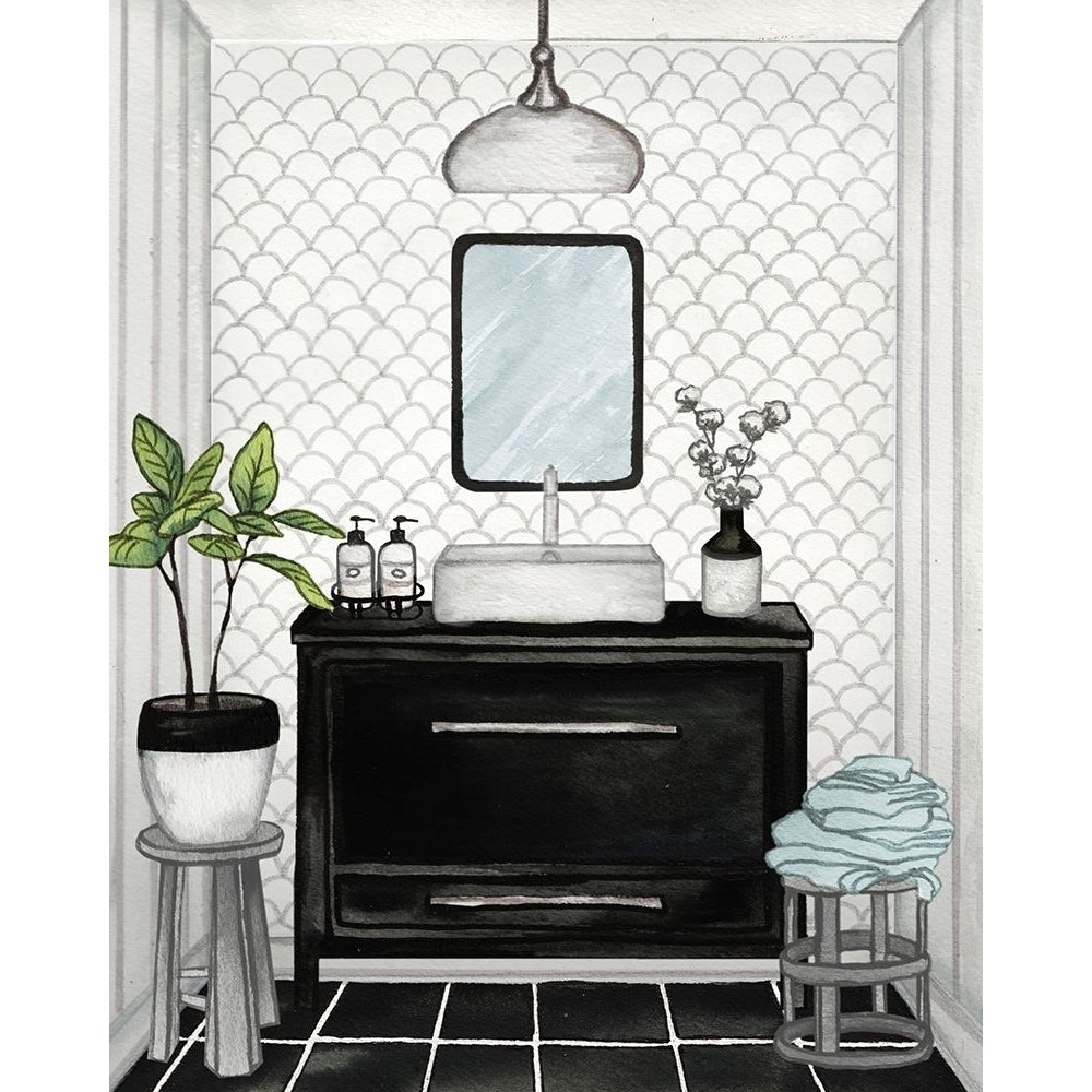 Modern Black and White Bath II Poster Print by Elizabeth Medley-VARPDX15888 Image 1