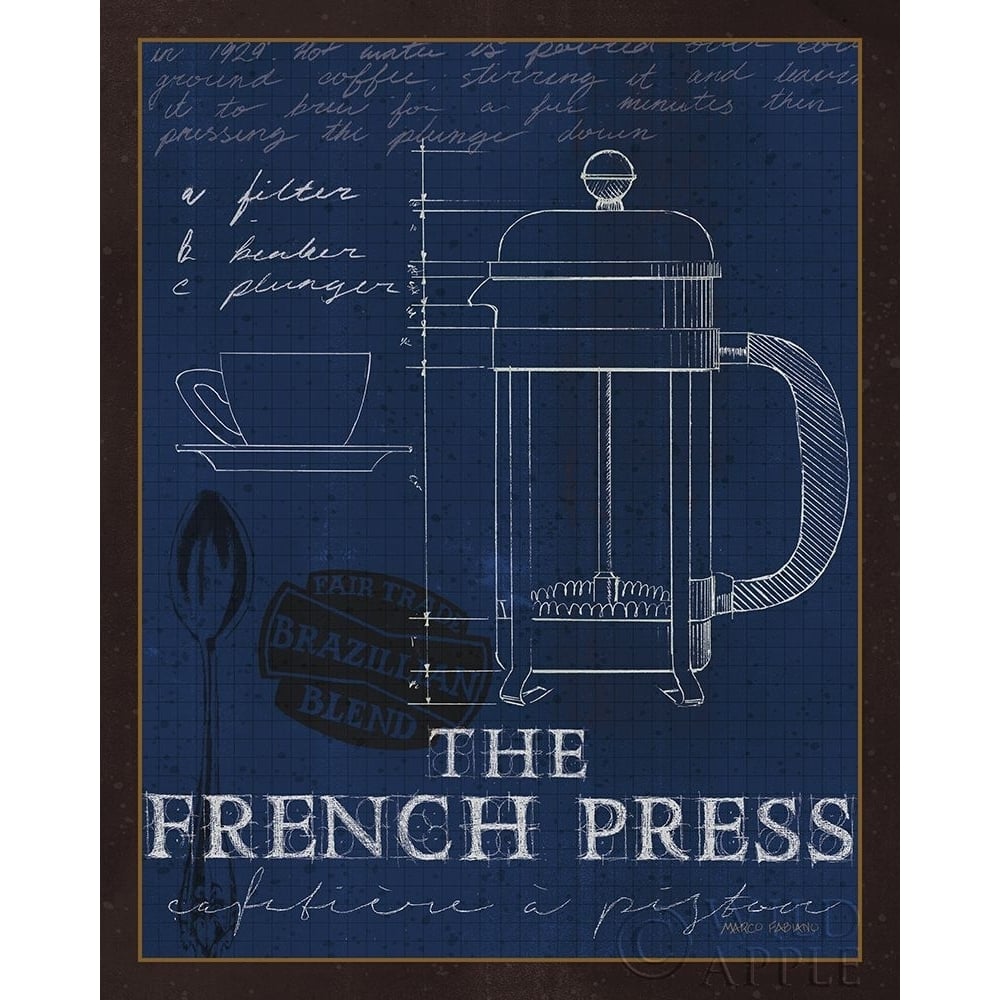 Coffee Blueprint I Indigo Poster Print by Marco Fabiano-VARPDX15939 Image 1