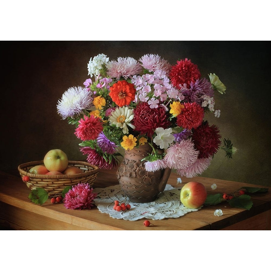 Still Life With A Bouquet Of Flowers And Apples Poster Print - Tatyana Skorokhod-VARPDX1605747 Image 1