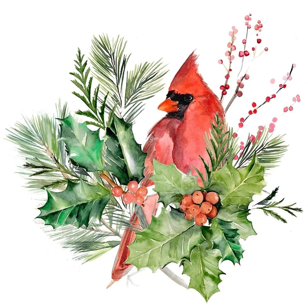 Cardinal Holly Christmas I Poster Print - Jennifer Paxton Parker-VARPDX160801D Image 1