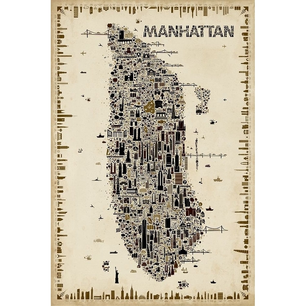 Antique York Collection-Manhattan Poster Print - Rafael Esquer-VARPDX161700Z Image 1