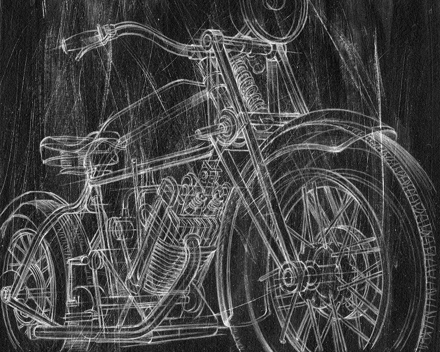 3-UP Motorcycle Mechanical Sketch I Poster Print - Ethan Harper-VARPDX162125D Image 1