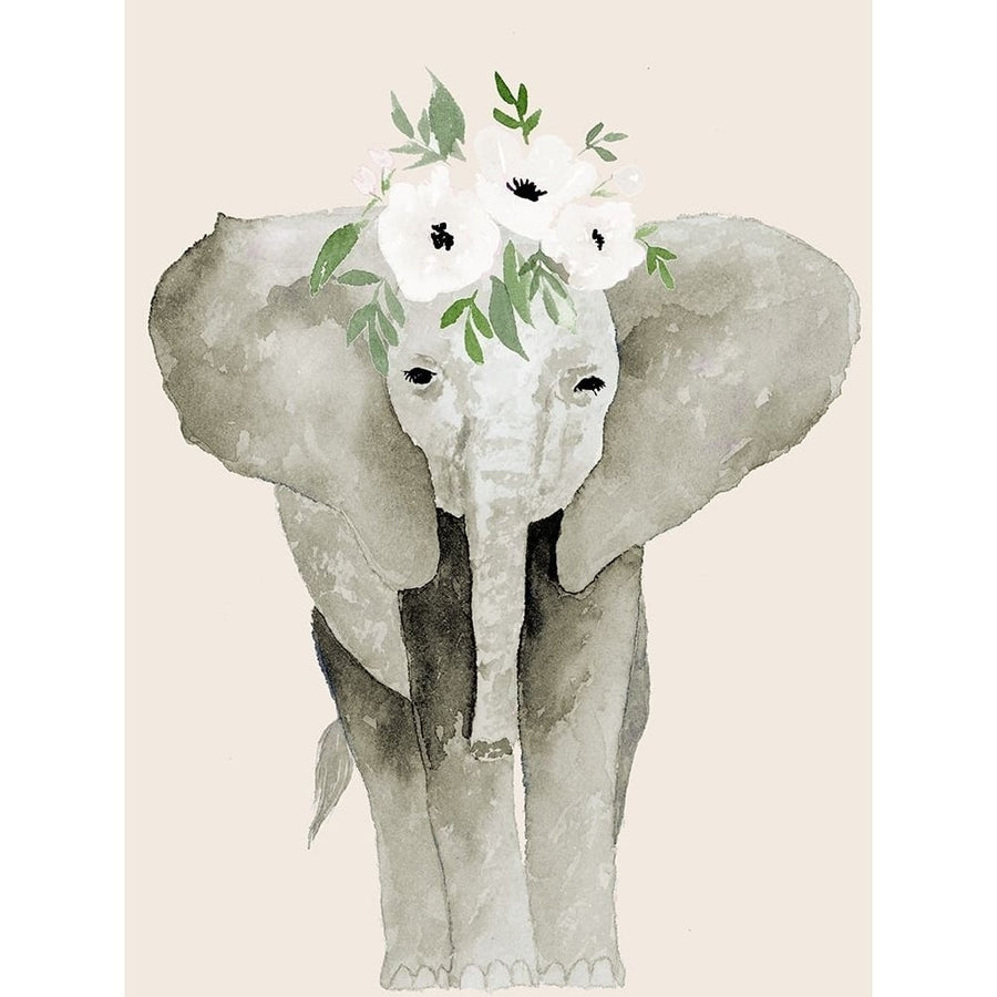 Floral Crowned Elephant Poster Print - Lucille Price-VARPDX16742BA Image 1