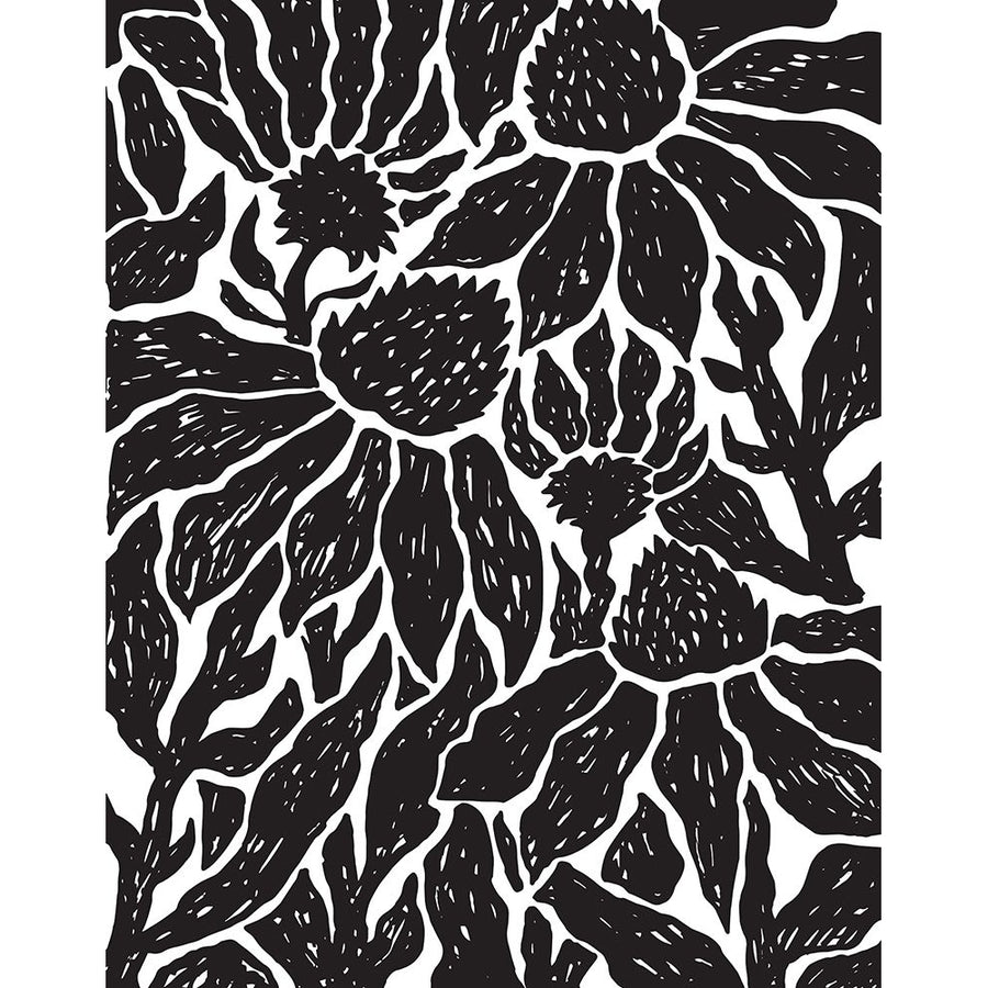 BW Floral Linocut Poster Print - Elizabeth Medley-VARPDX16829BA Image 1