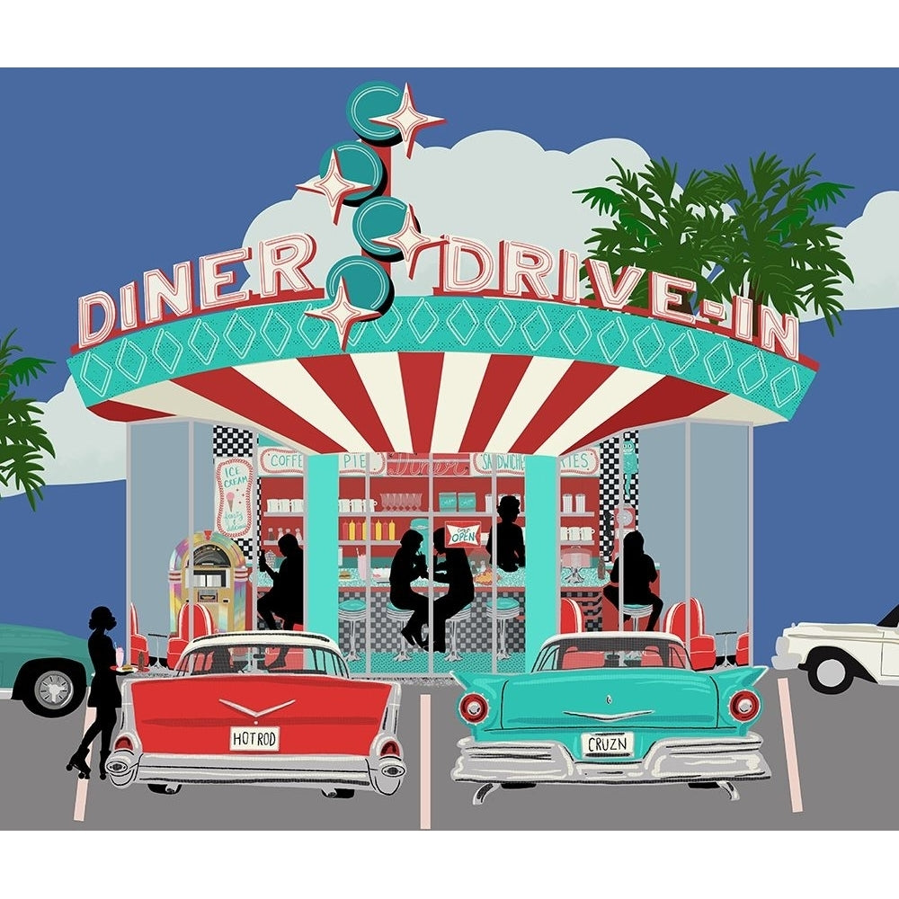 Retro Diner Outside Poster Print - Jen Bucheli-VARPDX17543A Image 1