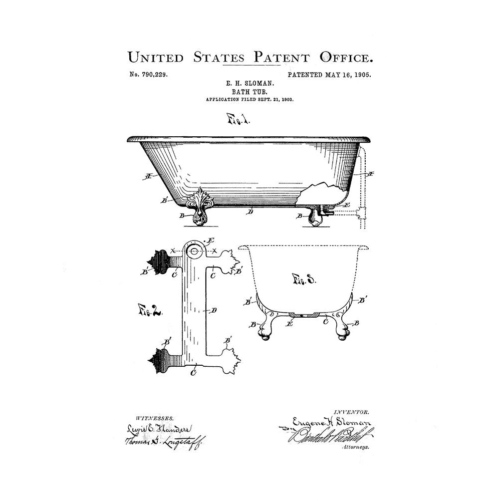 Bath Time Patents I Poster Print - W Studio-VARPDX182461Z Image 1