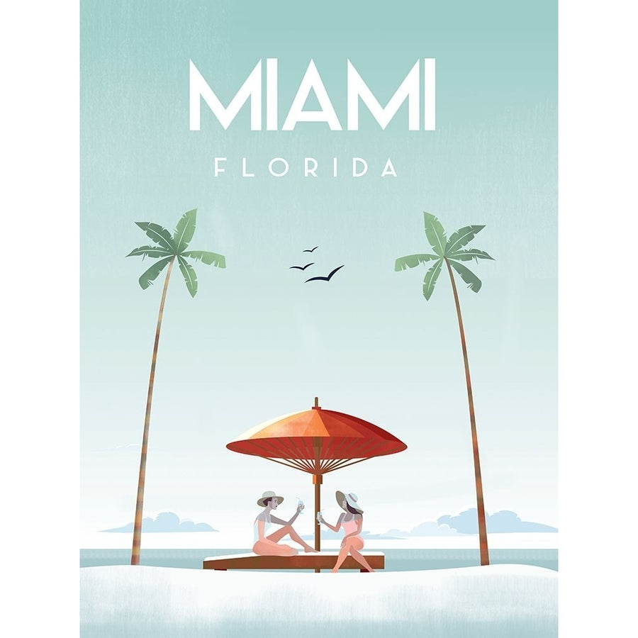 Illustrated Miami Beach II Poster Print - Frame Arctic-VARPDX187454Z Image 1