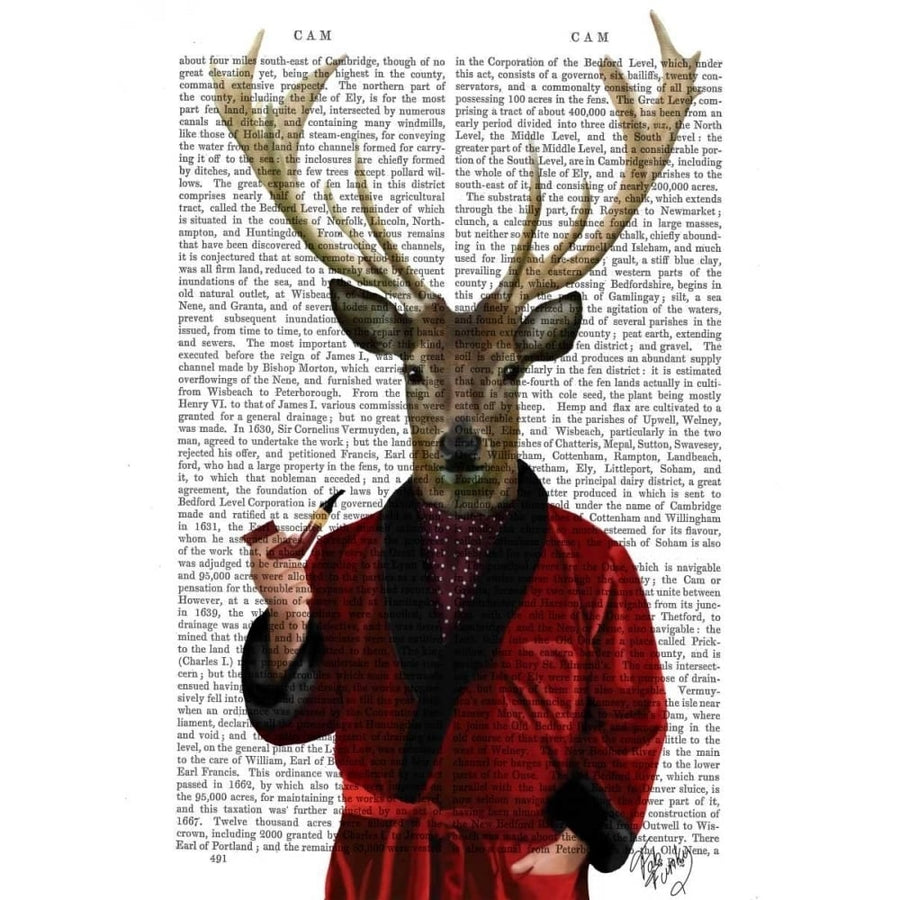 Deer in Smoking Jacket Poster Print - Funky Fab-VARPDX190002D Image 1