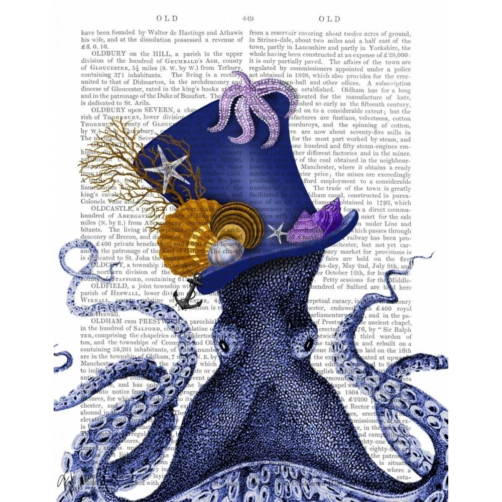 Octopus Nautical Hat Poster Print - Funky Fab-VARPDX190018D Image 1