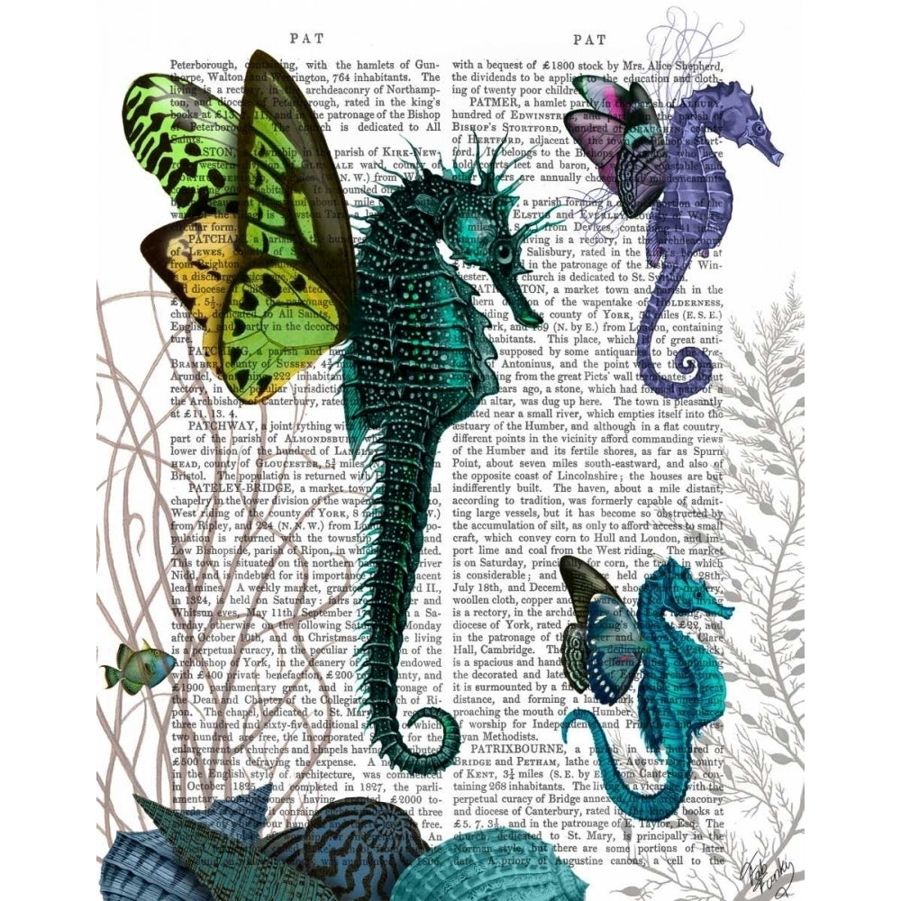 Seahorse Trio With Wings Poster Print - Funky Fab-VARPDX190023D Image 1