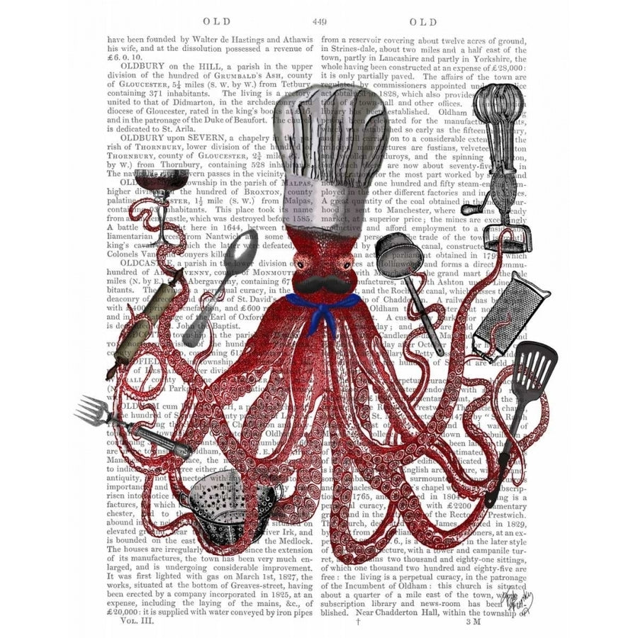 Octopus Fabulous French Chef Poster Print - Funky Fab-VARPDX190016D Image 1