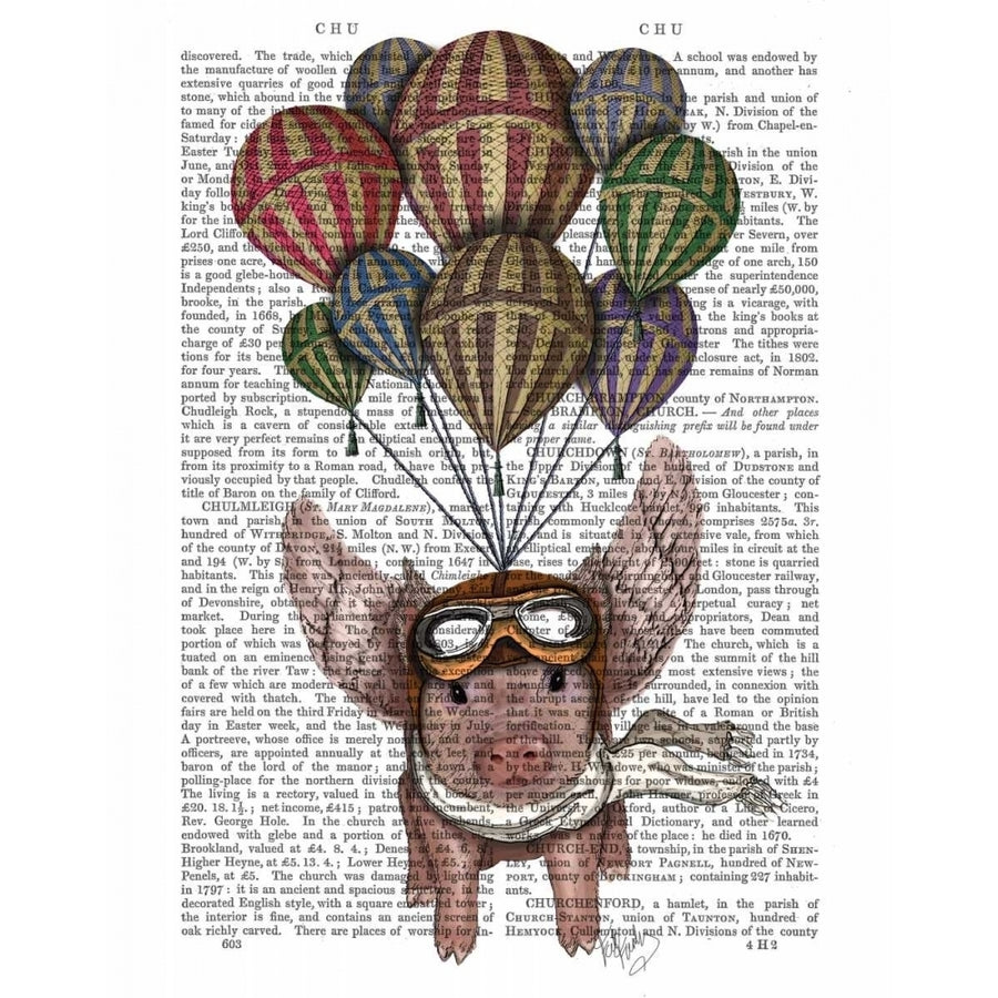 Pig And Balloons Poster Print - Funky Fab-VARPDX190031D Image 1