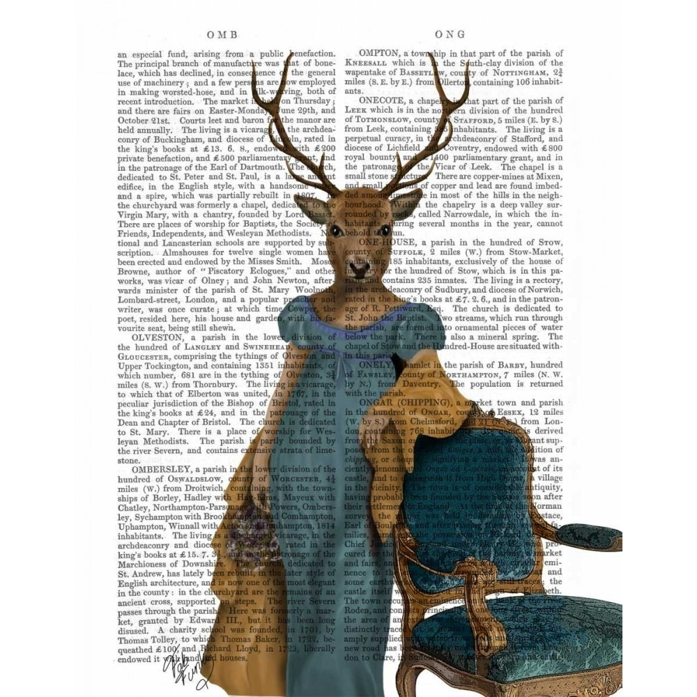 Deer In Blue Dress Poster Print - Funky Fab-VARPDX190055D Image 1