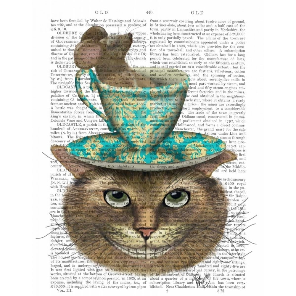 Cheshire Cat with Cup on Head Poster Print - Funky Fab-VARPDX190066D Image 1