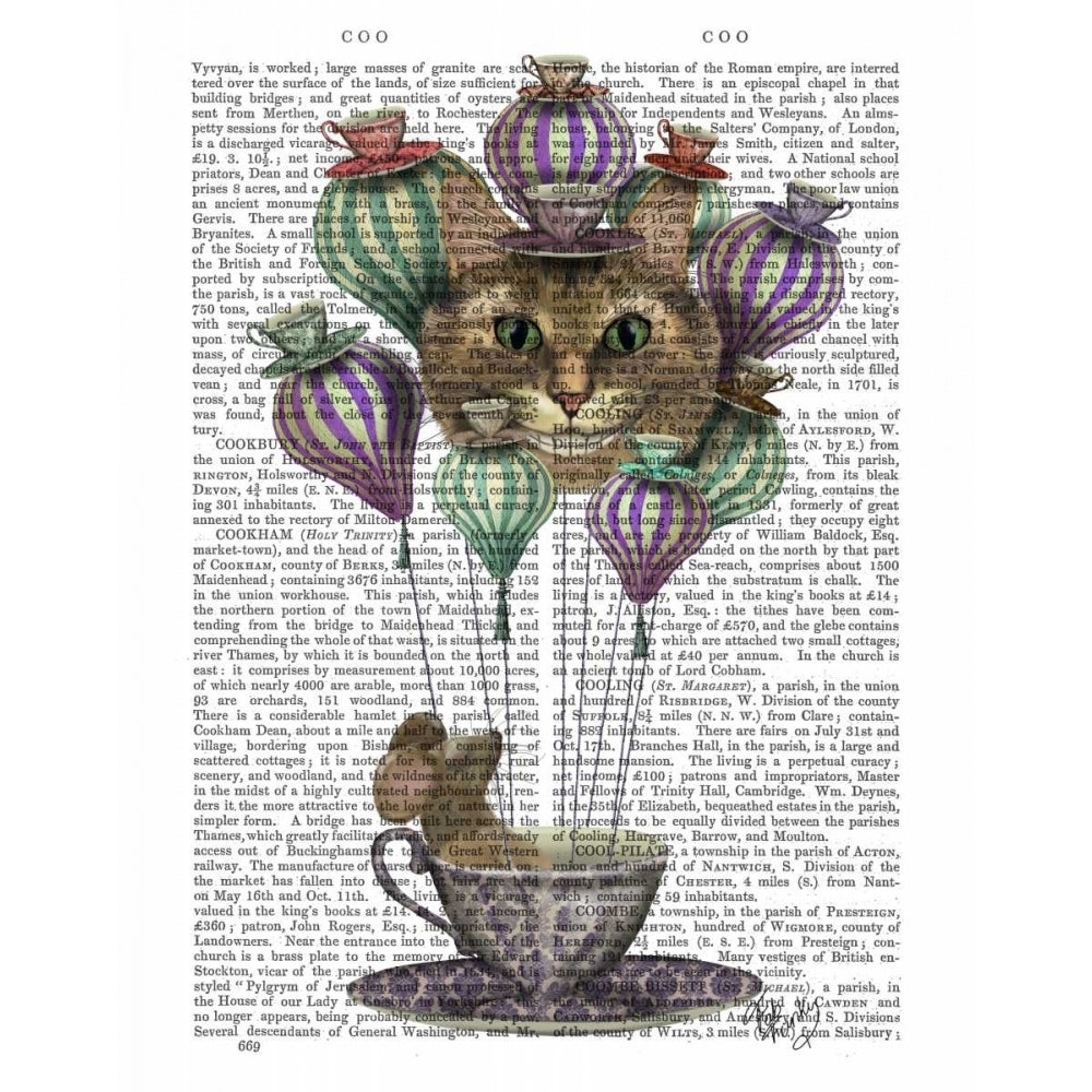 Cheshire Cat Hot Air Balloon Poster Print - Funky Fab-VARPDX190067D Image 1