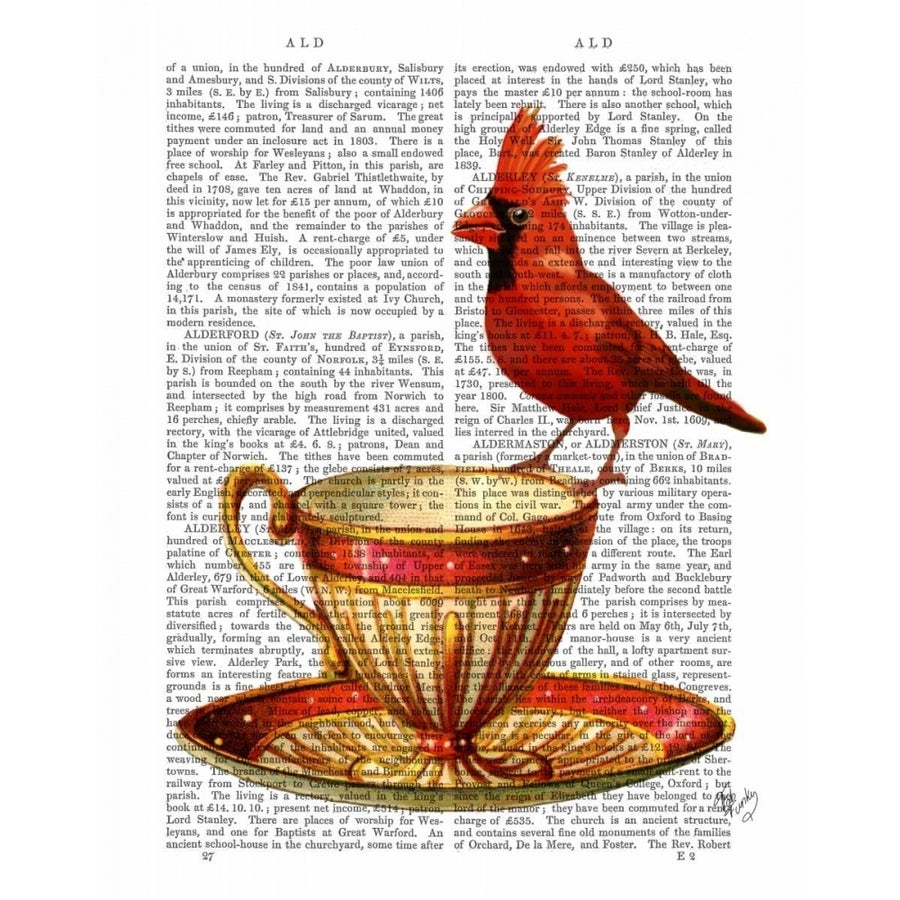 Teacup And Red Cardinal Poster Print - Funky Fab-VARPDX190092D Image 1