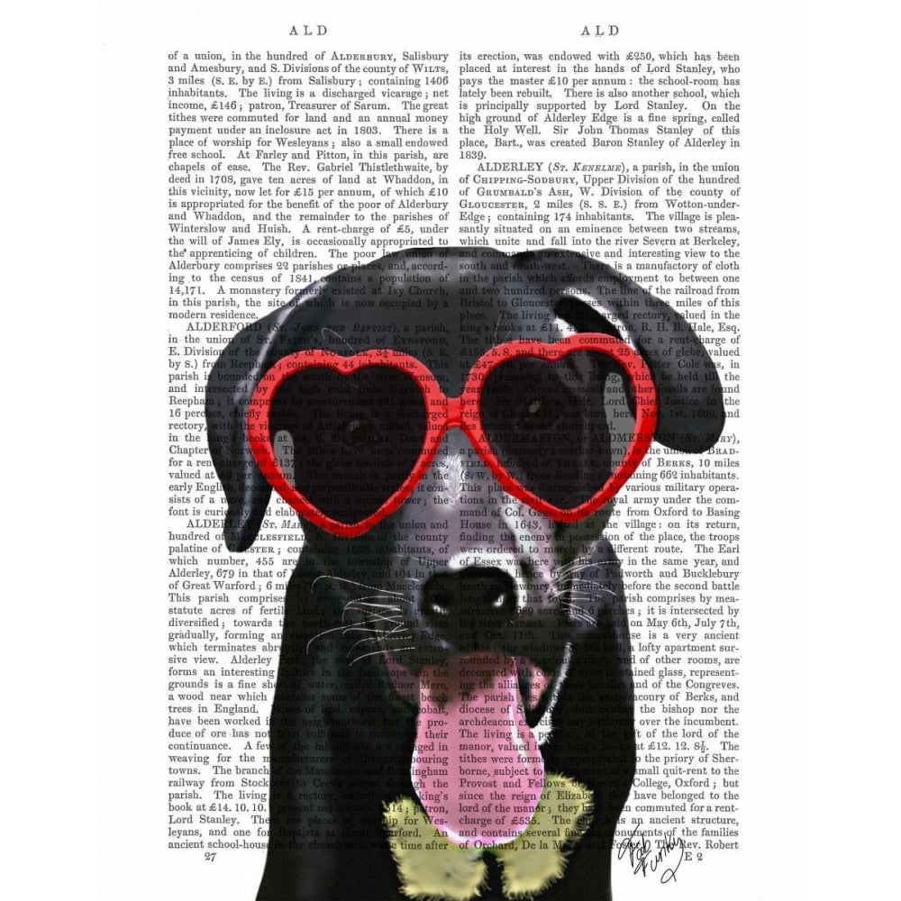 Black Labrador With Heart Sunglasses Poster Print - Funky Fab-VARPDX190101D Image 1