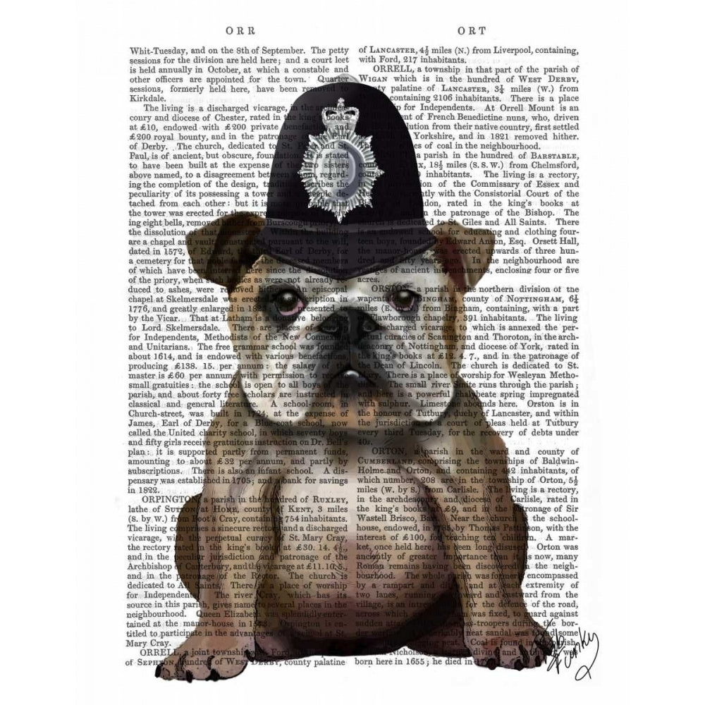 Bulldog Policeman Poster Print - Funky Fab-VARPDX190115D Image 1