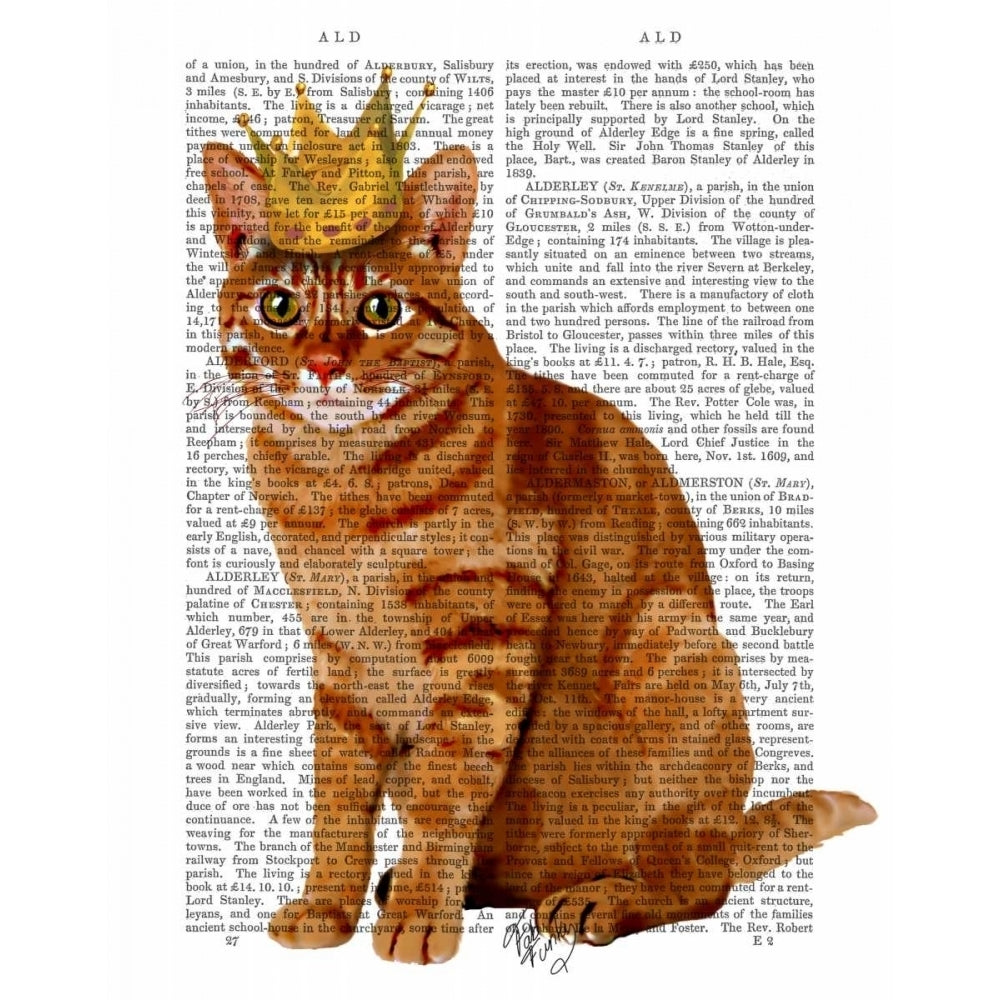 Ginger Cat with Crown Full Poster Print - Funky Fab-VARPDX190140D Image 1