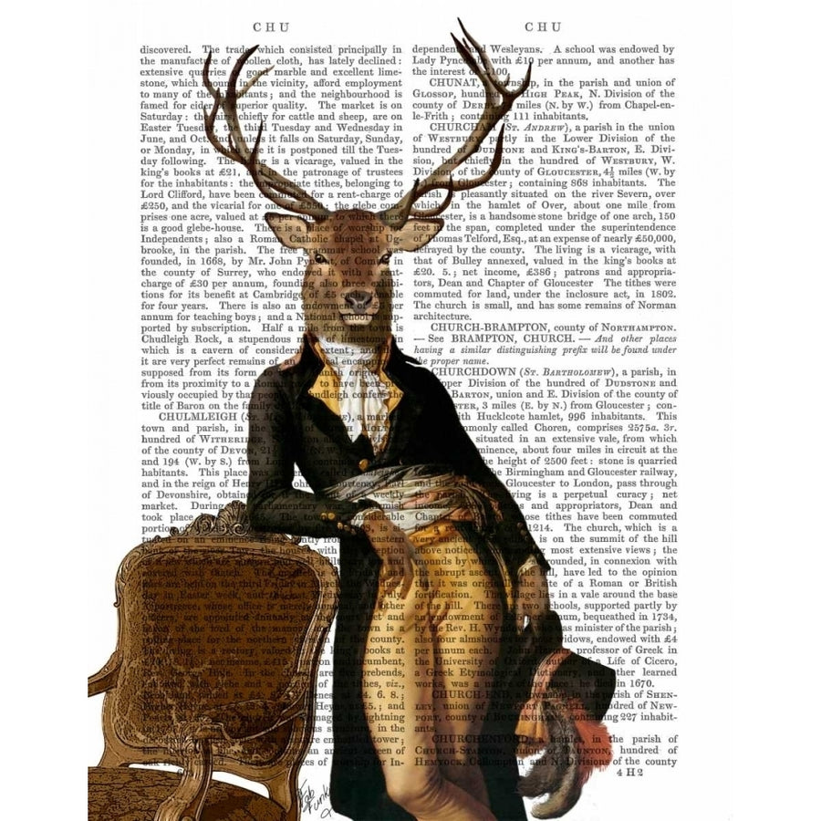 Deer and Chair Full Poster Print - Funky Fab-VARPDX190177D Image 1