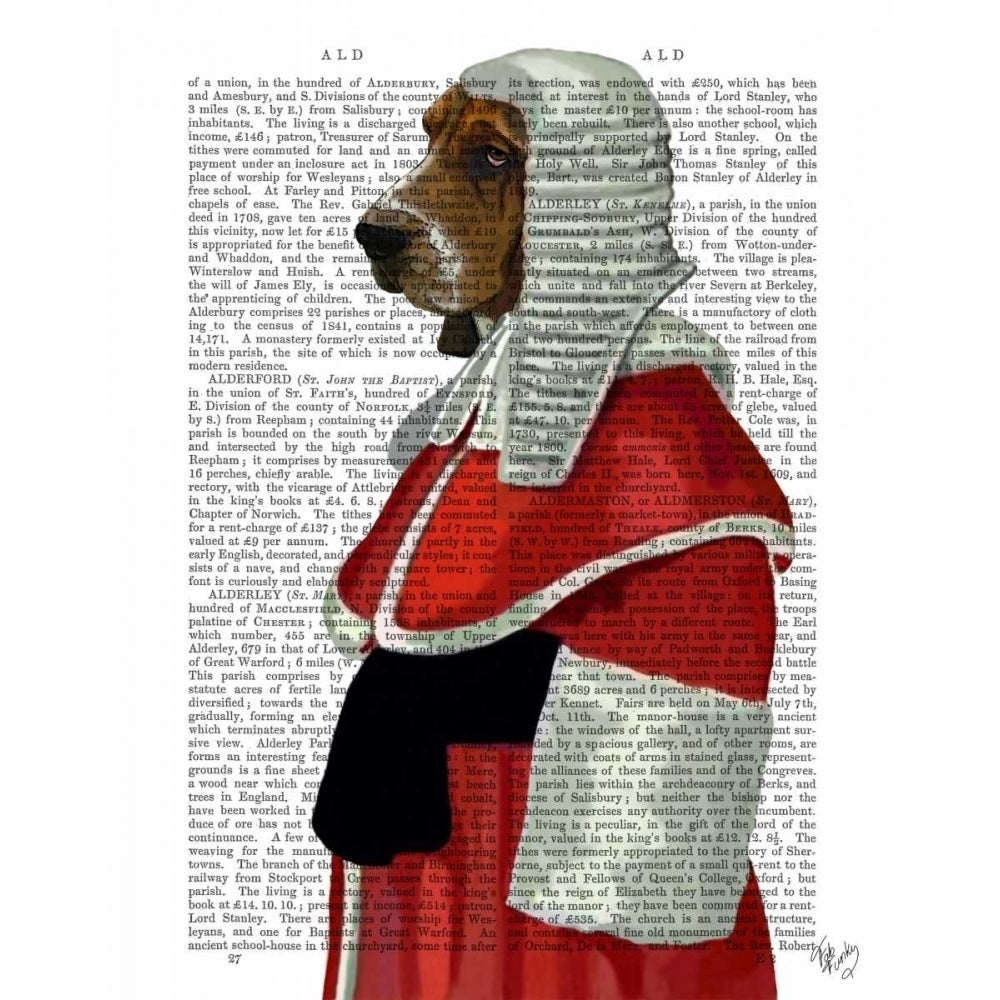 Basset Hound Judge Portrait Poster Print - Funky Fab-VARPDX190204D Image 1