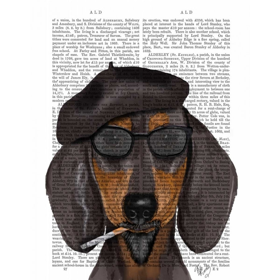 Hipster Dachshund Black and Tan Poster Print - Funky Fab-VARPDX190251D Image 1