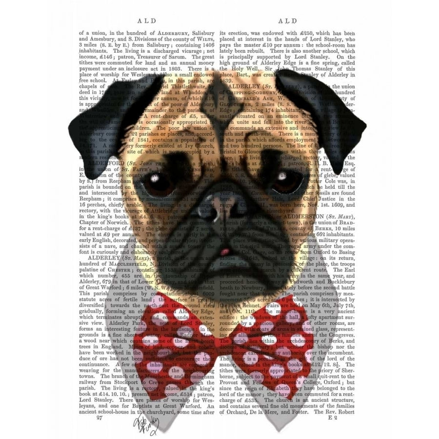 Pug with Red Spotted Bow Tie Poster Print - Funky Fab-VARPDX190231D Image 1