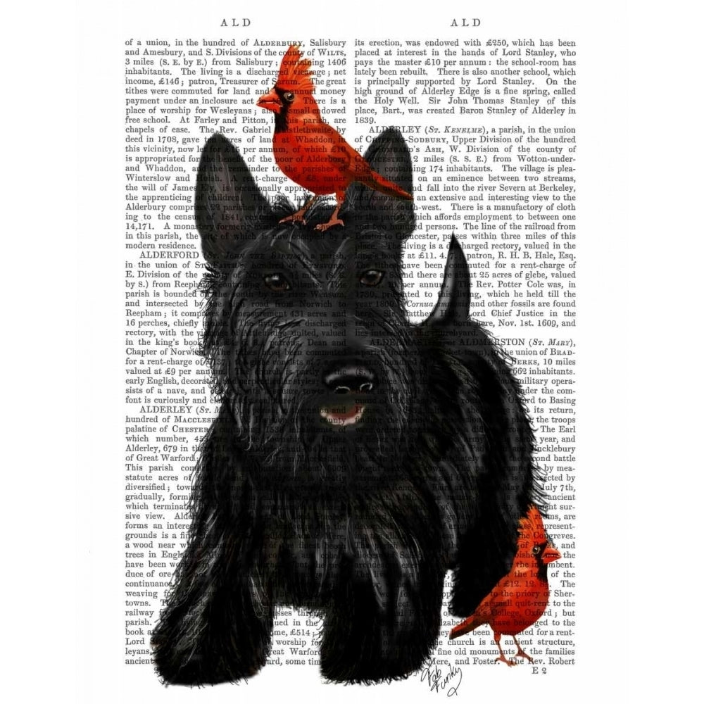 Scottish Terrier and Birds Poster Print - Funky Fab-VARPDX190261D Image 1