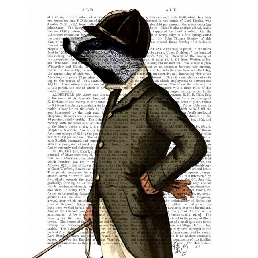 Badger The Rider Portrait Poster Print - Funky Fab-VARPDX190308D Image 1