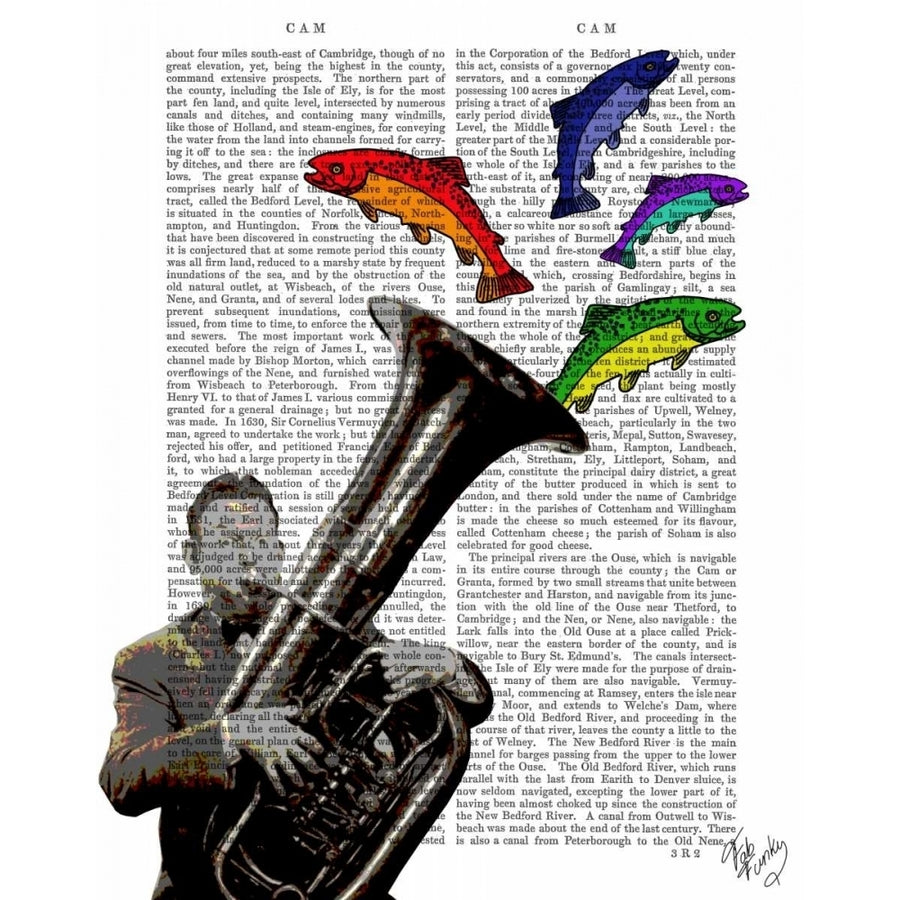 Tuba And Fish Poster Print - Funky Fab-VARPDX190317D Image 1