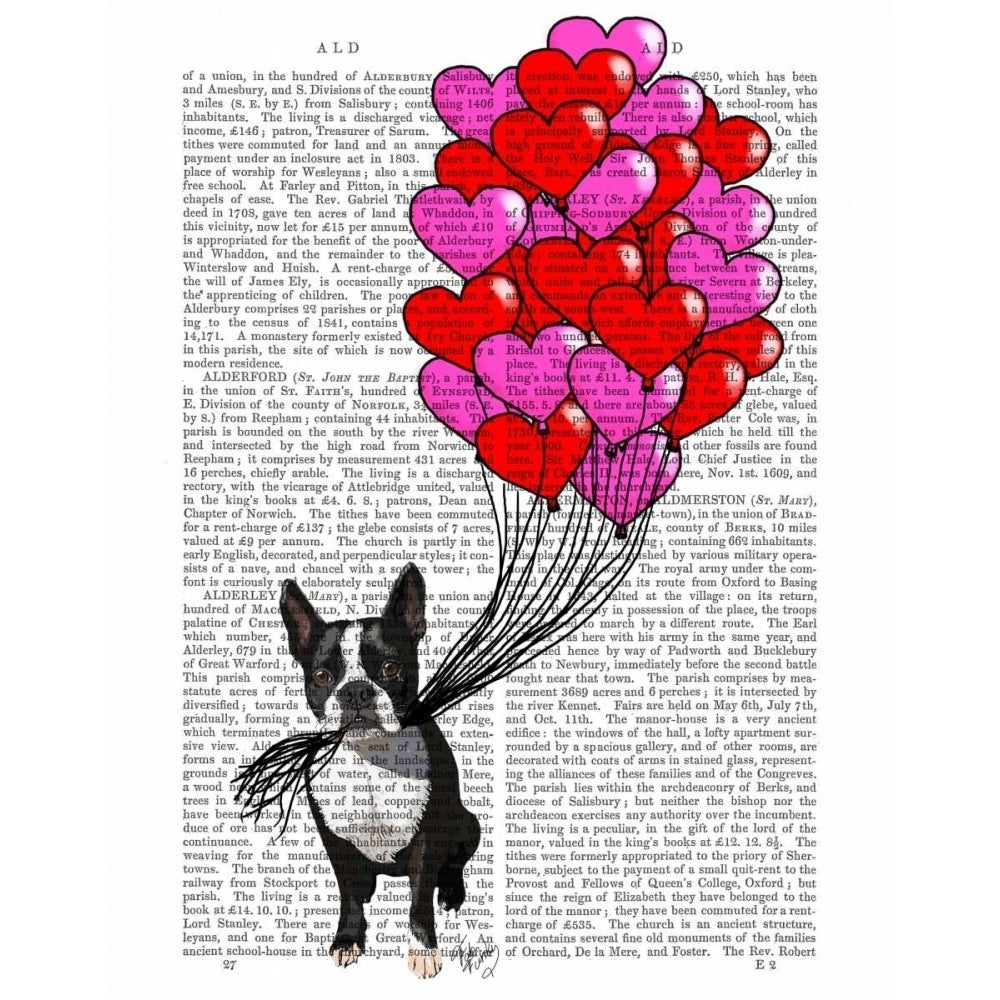 Boston Terrier And Balloons Poster Print - Funky Fab-VARPDX190344D Image 1