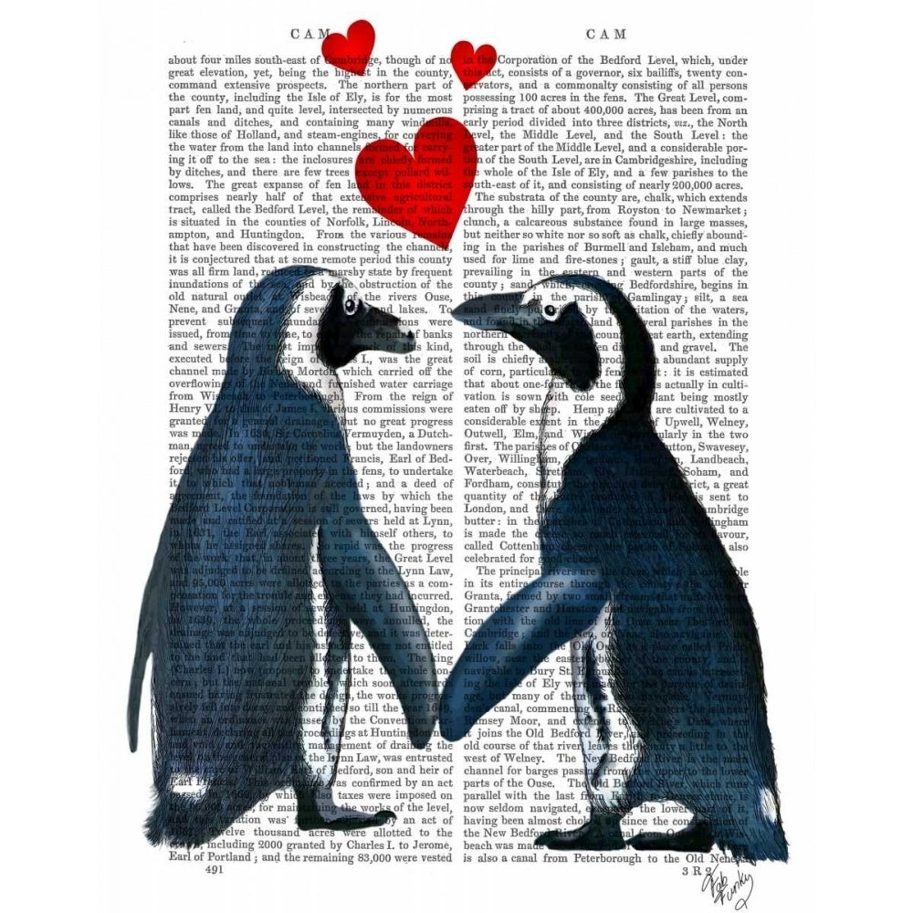 Penguins With Love Hearts Poster Print - Funky Fab-VARPDX190341D Image 1