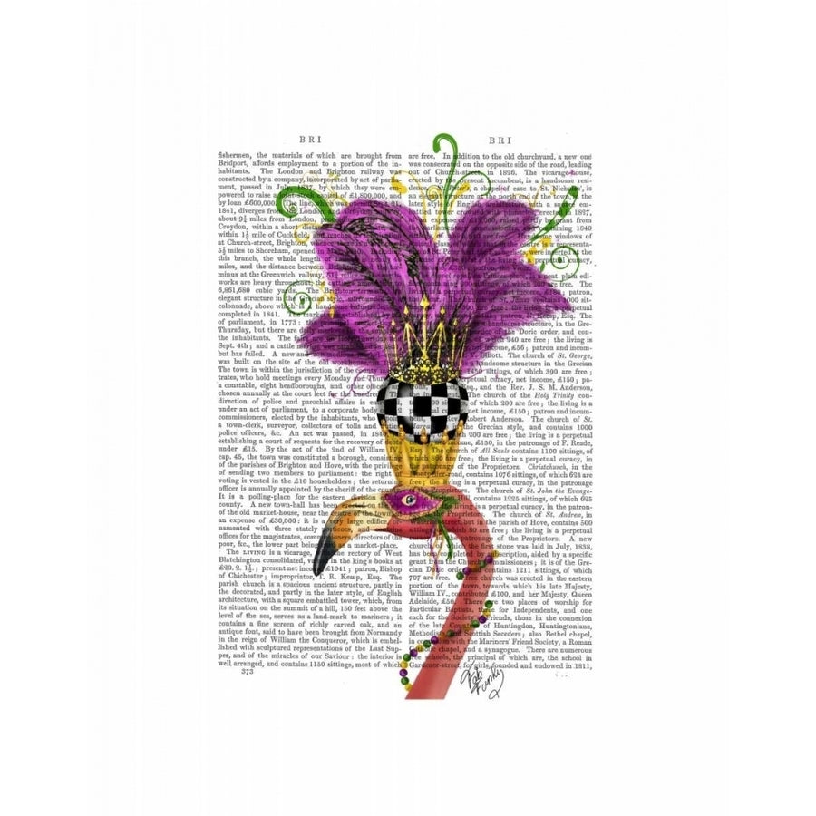 Mardi Gras Flamingo Portrait Poster Print - Funky Fab-VARPDX190357D Image 1