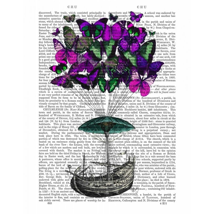 Butterfly Airship 2 Purple and Green Poster Print - Funky Fab-VARPDX190383D Image 1