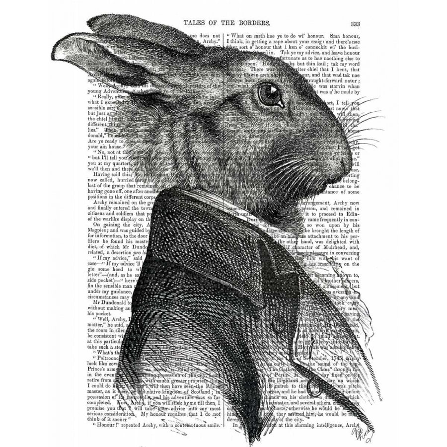 Rabbit Portrait Profile Poster Print - Funky Fab-VARPDX190387D Image 1