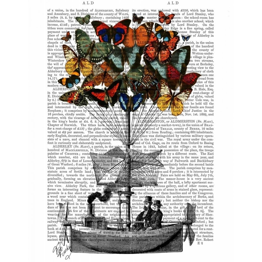 Butterfly Airship Poster Print - Funky Fab-VARPDX190381D Image 1