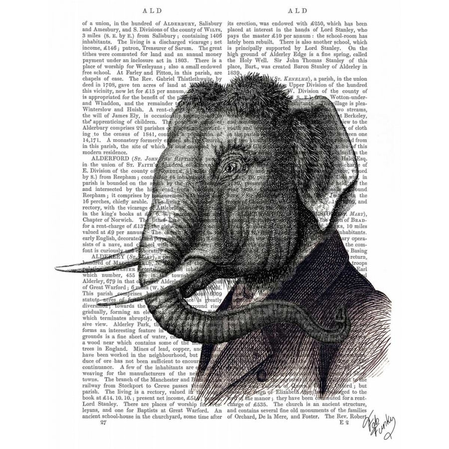 Elephant Portrait Poster Print - Funky Fab-VARPDX190385D Image 1