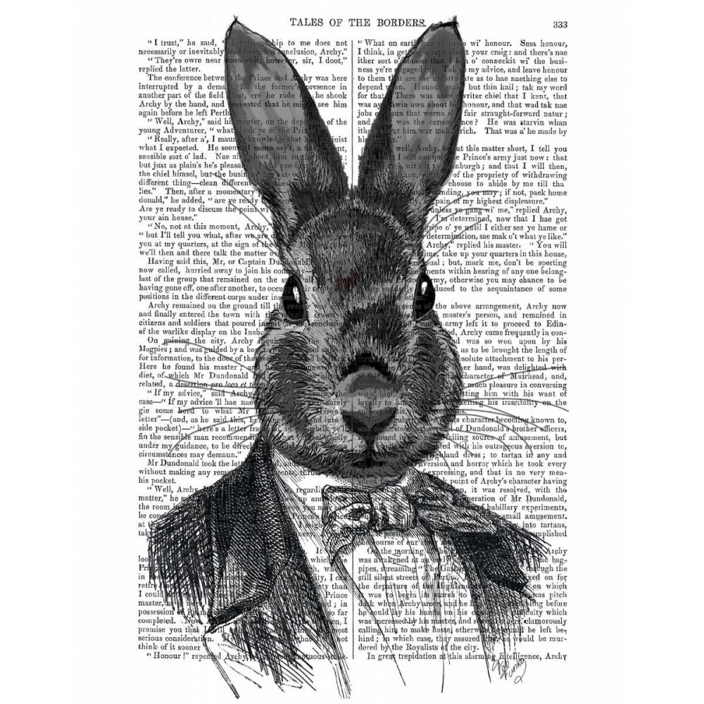 Rabbit In Suit Portrait Poster Print - Funky Fab-VARPDX190388D Image 1