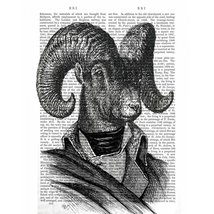 Mountain Goat Portrait Poster Print - Funky Fab-VARPDX190393D Image 1