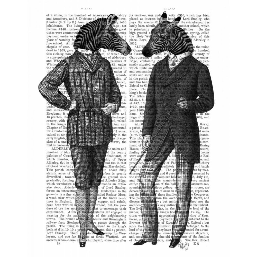 Two Zebra Gentlemen Poster Print - Funky Fab-VARPDX190397D Image 1