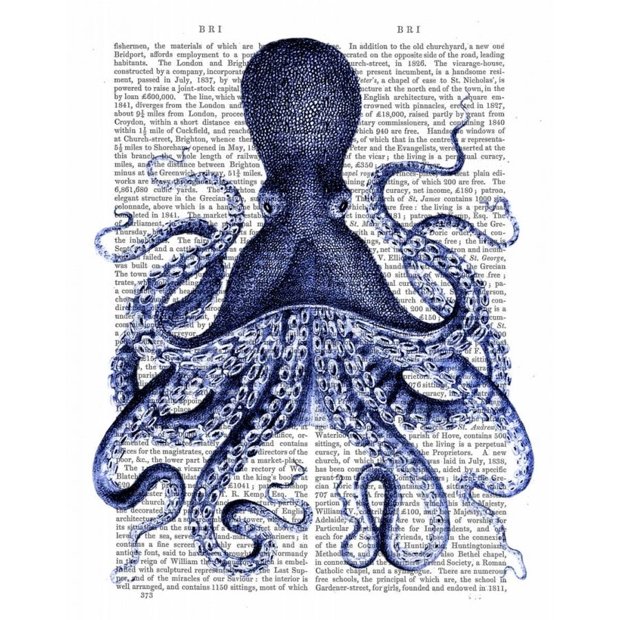 Blue Octopus 3 Poster Print - Funky Fab-VARPDX190413D Image 1