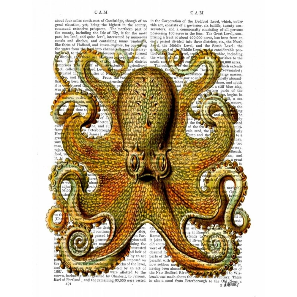 Vintage Yellow Octopus Front Poster Print - Funky Fab-VARPDX190402D Image 1