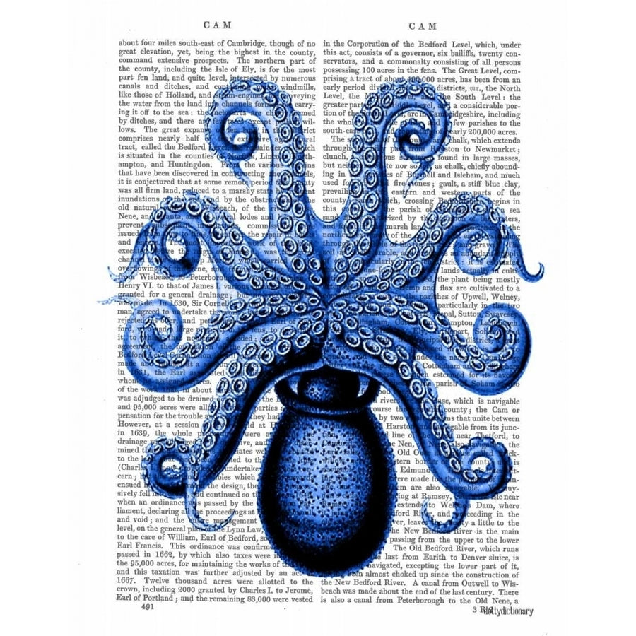 Vintage Blue Octopus 1 Underside Poster Print - Funky Fab-VARPDX190406D Image 1