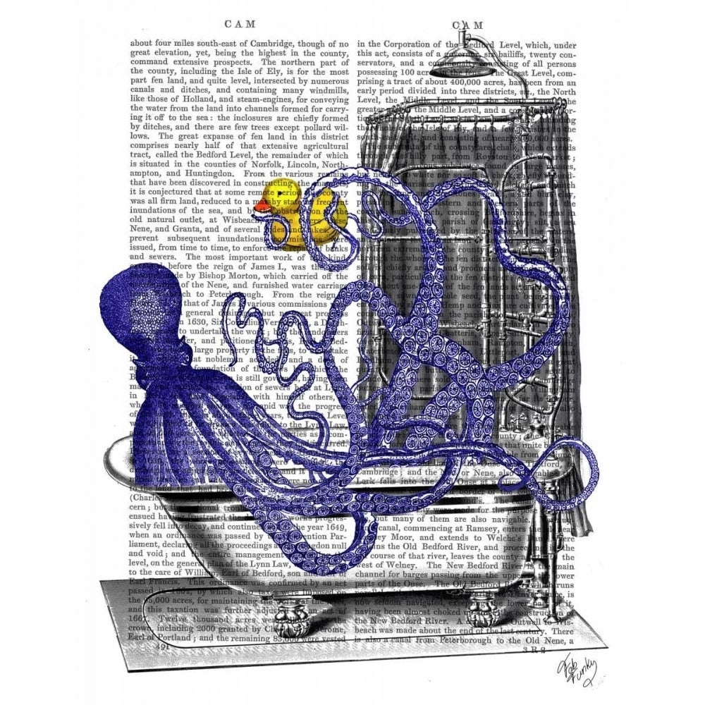 Octopus in Bath Poster Print - Funky Fab-VARPDX190423D Image 1