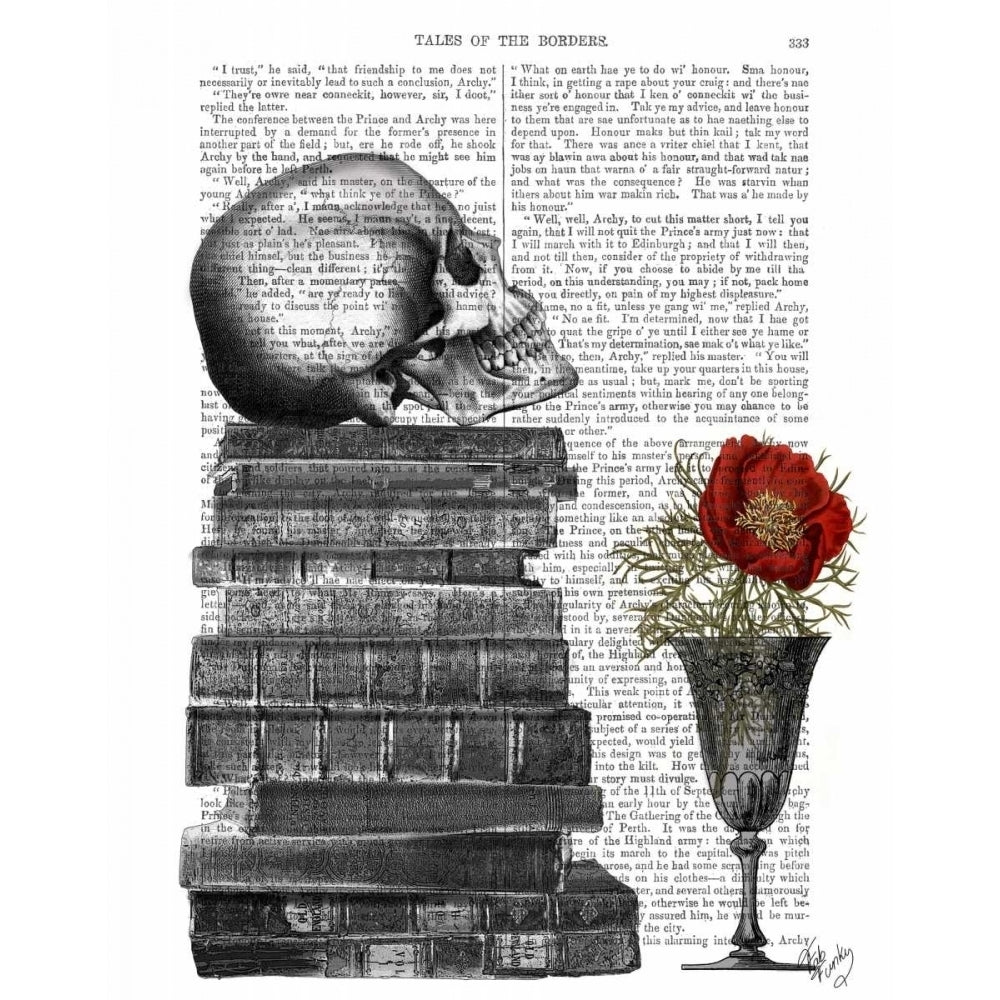 Skull And Books Poster Print - Funky Fab-VARPDX190467D Image 1