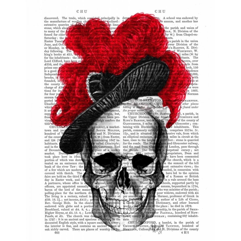 Skull with Red Hat Poster Print - Funky Fab-VARPDX190462D Image 1