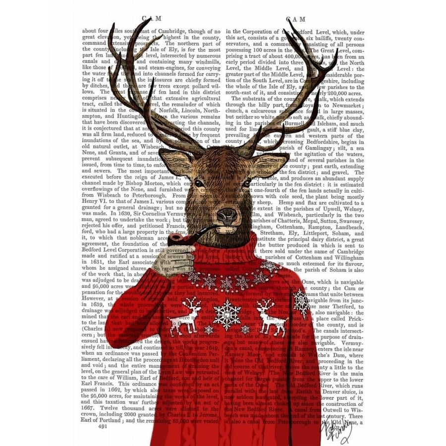 Deer in Ski Sweater Poster Print - Funky Fab-VARPDX190474D Image 1