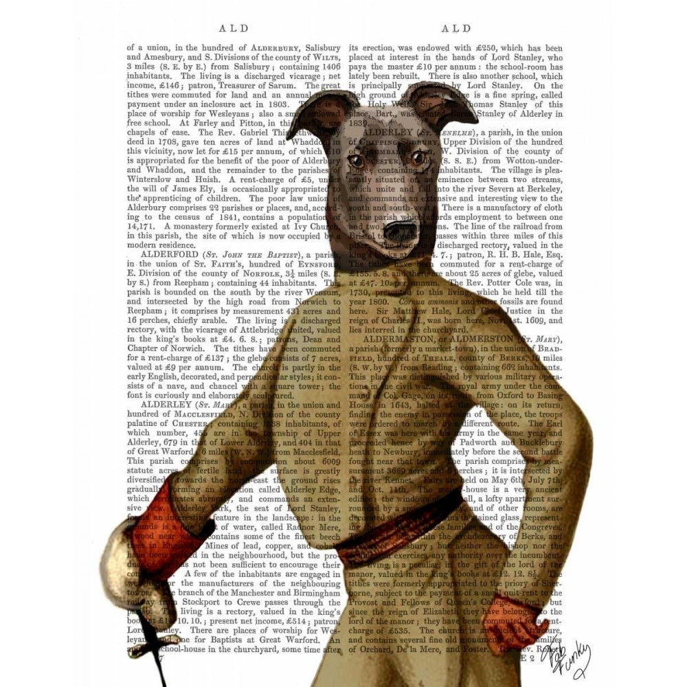 Greyhound Fencer Dark Portrait Poster Print - Funky Fab-VARPDX190489D Image 1